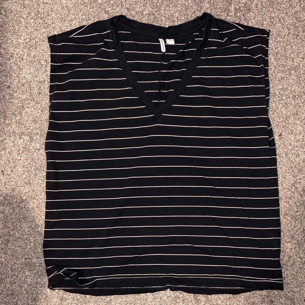Nordstrom Black and White Striped Muscle Tee